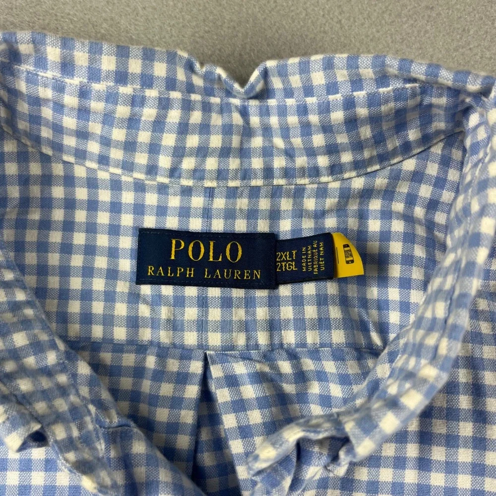 Polo Ralph Lauren Mens 2XLT Gingham Button Down Shirt preppy Long Sleeve Tall